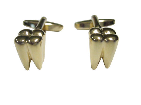 Gold Toned Shiny Dental Tooth Teeth Cufflinks