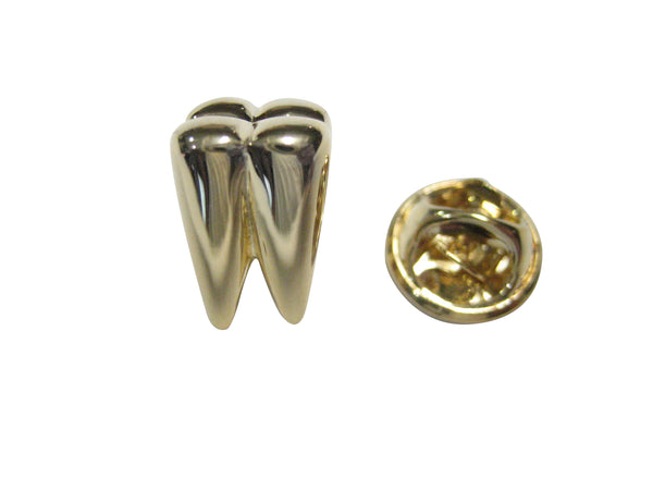 Gold Toned Shiny Dental Tooth Teeth Lapel Pin