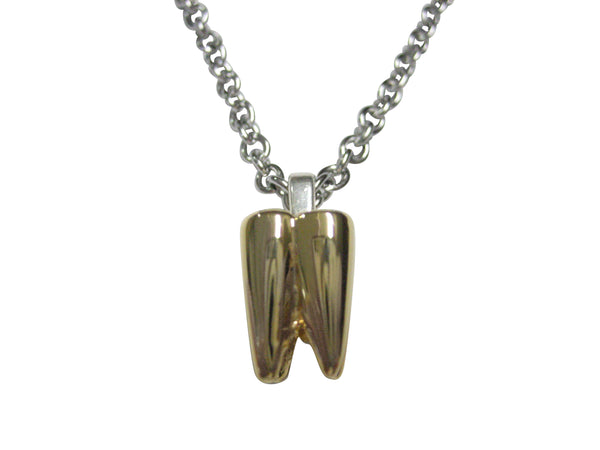 Gold Toned Shiny Dental Tooth Teeth Pendant Necklace