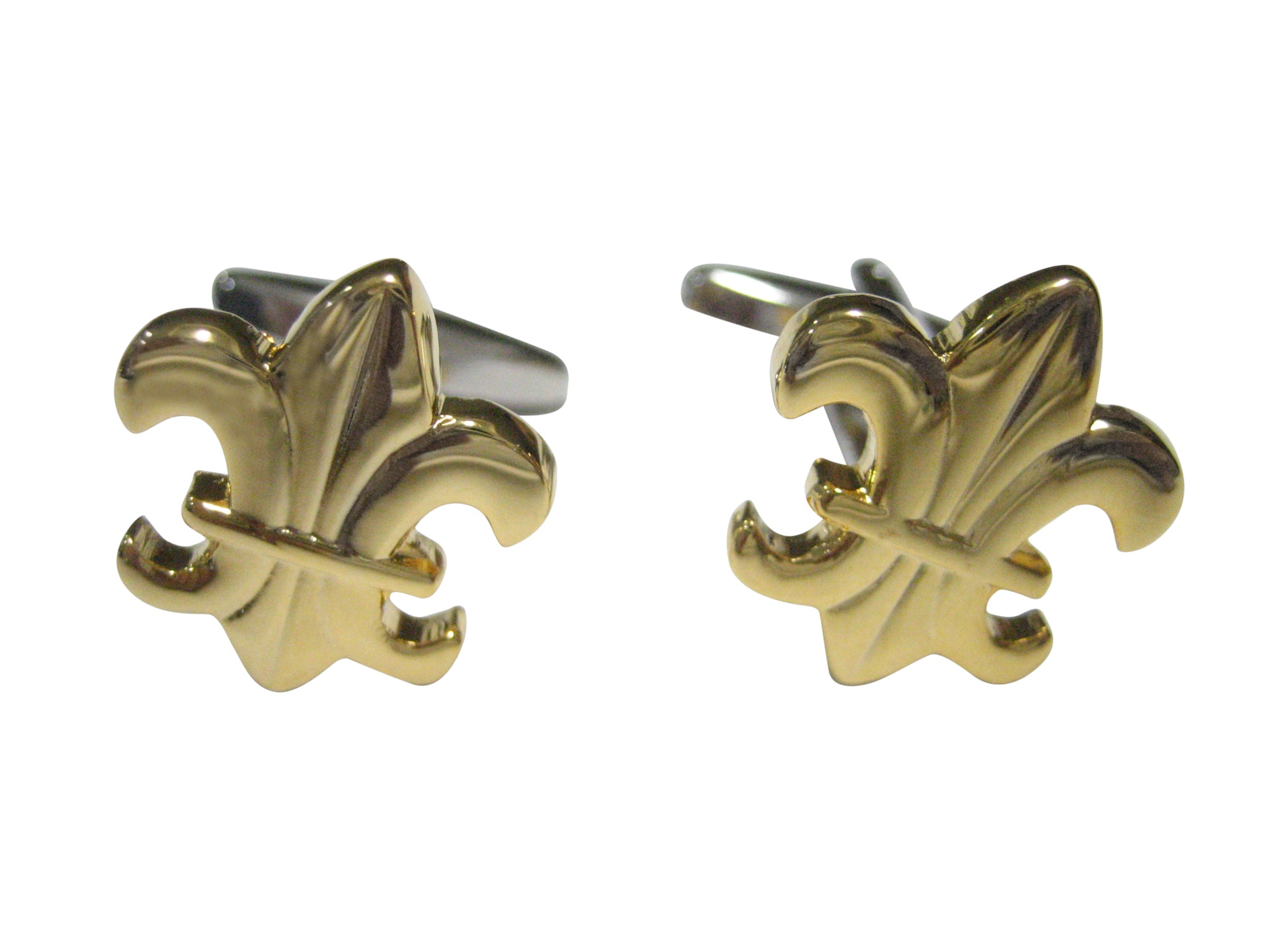 Gold Toned Shiny Fleur de Lys Cufflinks