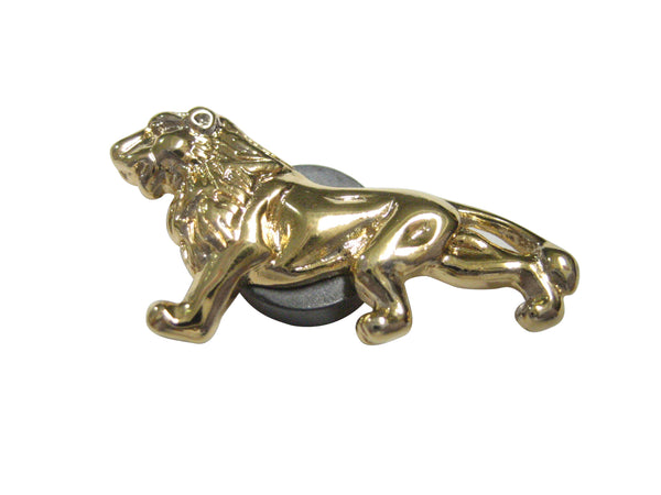 Gold Toned Shiny Textured Lion Magnet