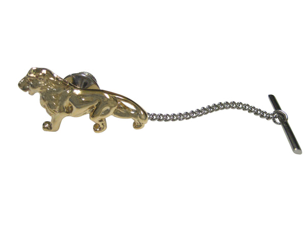 Gold Toned Shiny Textured Lion Tie Tack