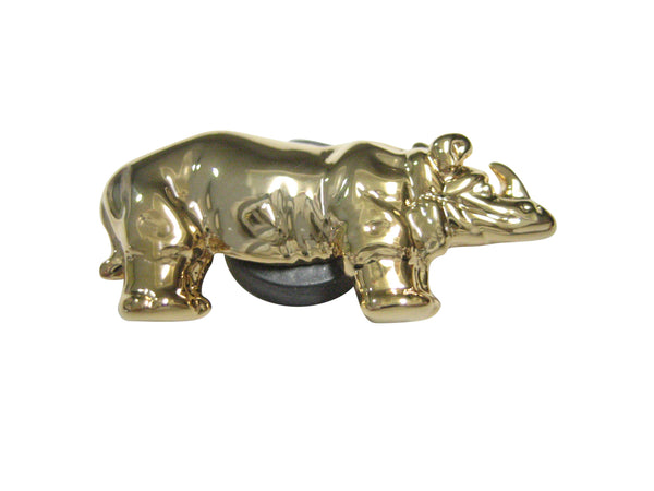 Gold Toned Shiny Textured Rhino Magnet