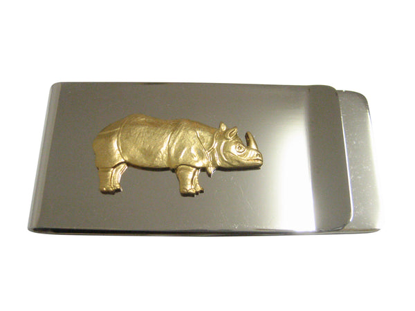 Gold Toned Small Rhino Pendant Money Clip