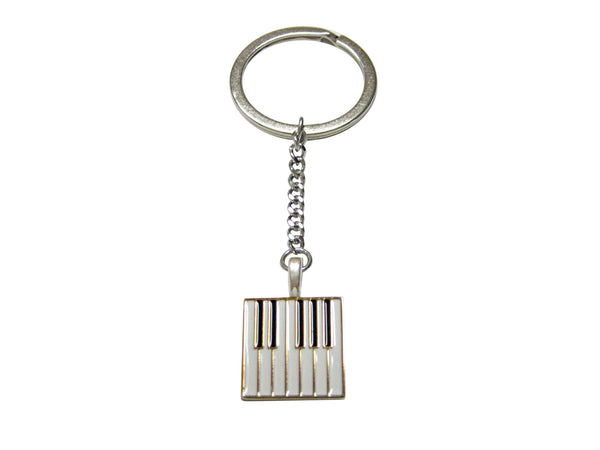 Gold Toned Square Piano Key Design Pendant Keychain