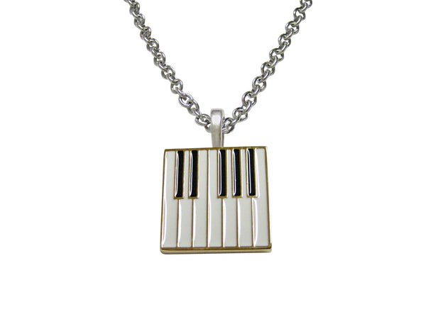 Gold Toned Square Piano Key Design Pendant Necklace