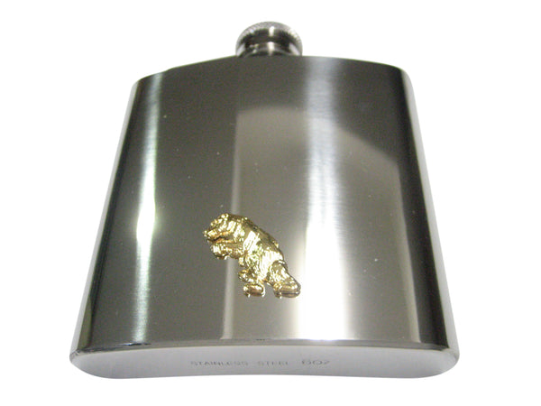 Gold Toned Standing Upright Bear 6oz Flask