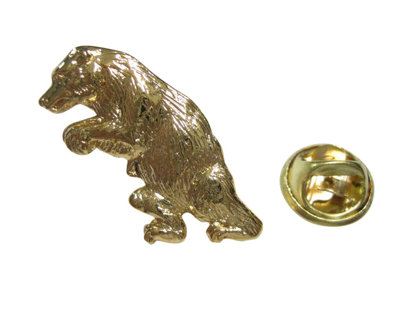 Gold Toned Standing Upright Bear Lapel Pin
