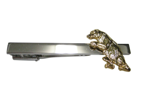 Gold Toned Standing Upright Bear Tie Clip