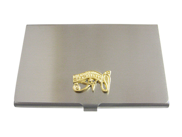 Gold Toned Textured Egyption Eye Business Card Holder