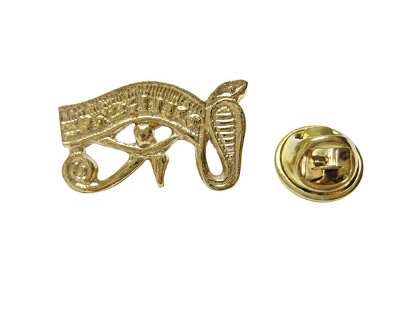 Gold Toned Textured Egyption Eye Lapel Pin