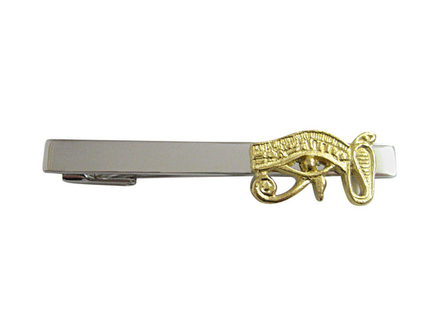 Gold Toned Textured Egyption Eye Square Tie Clip