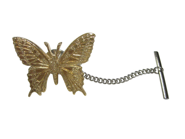 Gold Toned Textured Large Butterfly Tie Tack