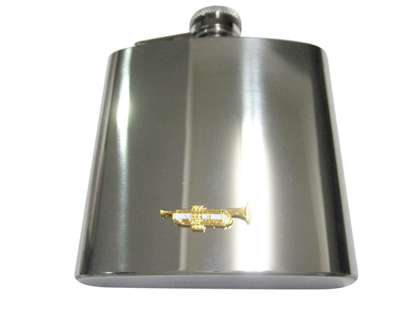 Gold Toned Textured Musical Trumpet 6oz Flask