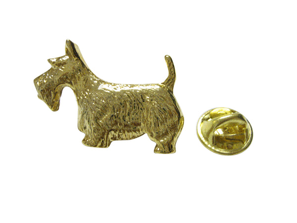 Gold Toned Textured Scottish Terrier Dog Lapel Pin