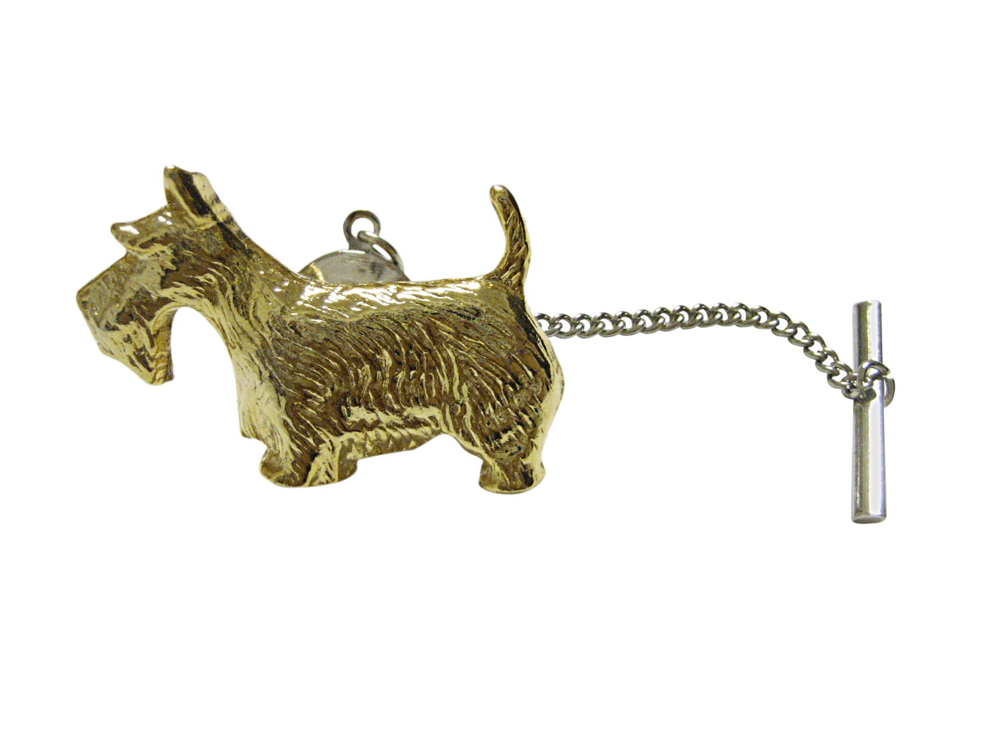 Gold Toned Textured Scottish Terrier Dog Tie Tack