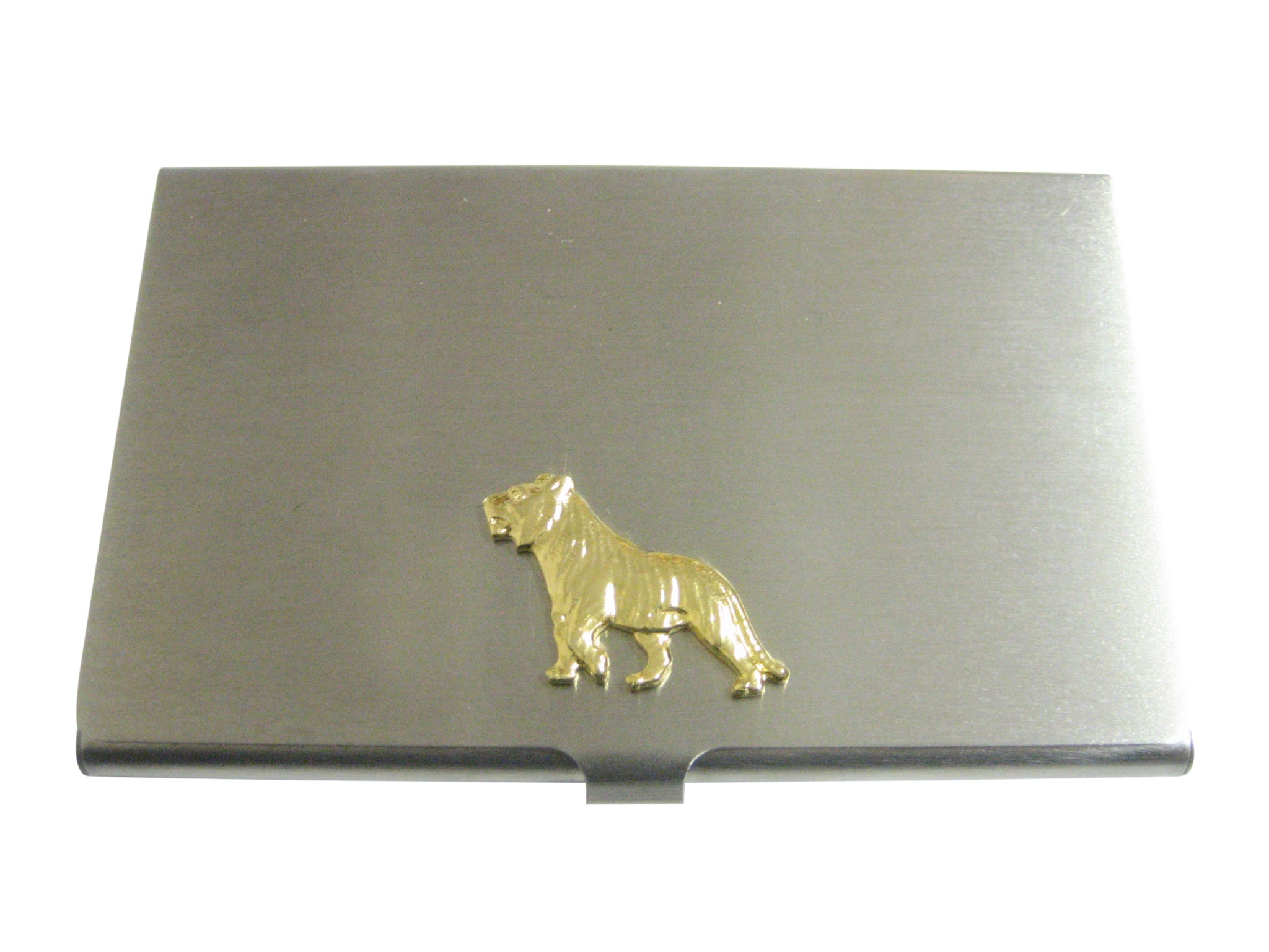 Gold Toned Tiger Pendant Business Card Holder