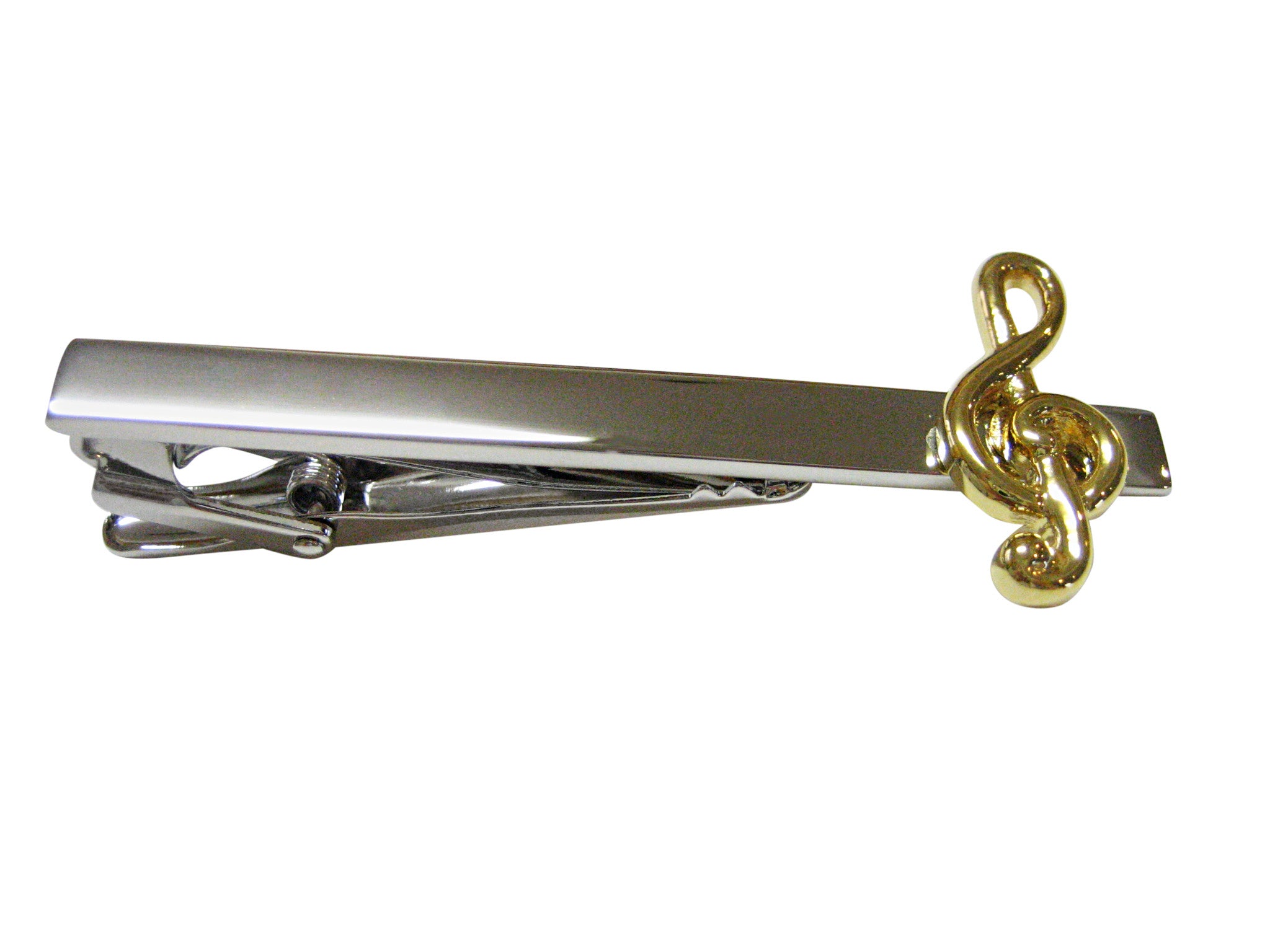 Gold Toned Treble Musical Note Square Tie Clip