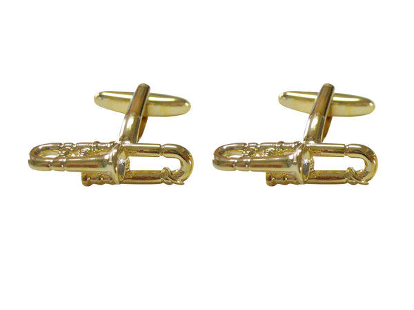 Gold Toned Trombone Cufflinks