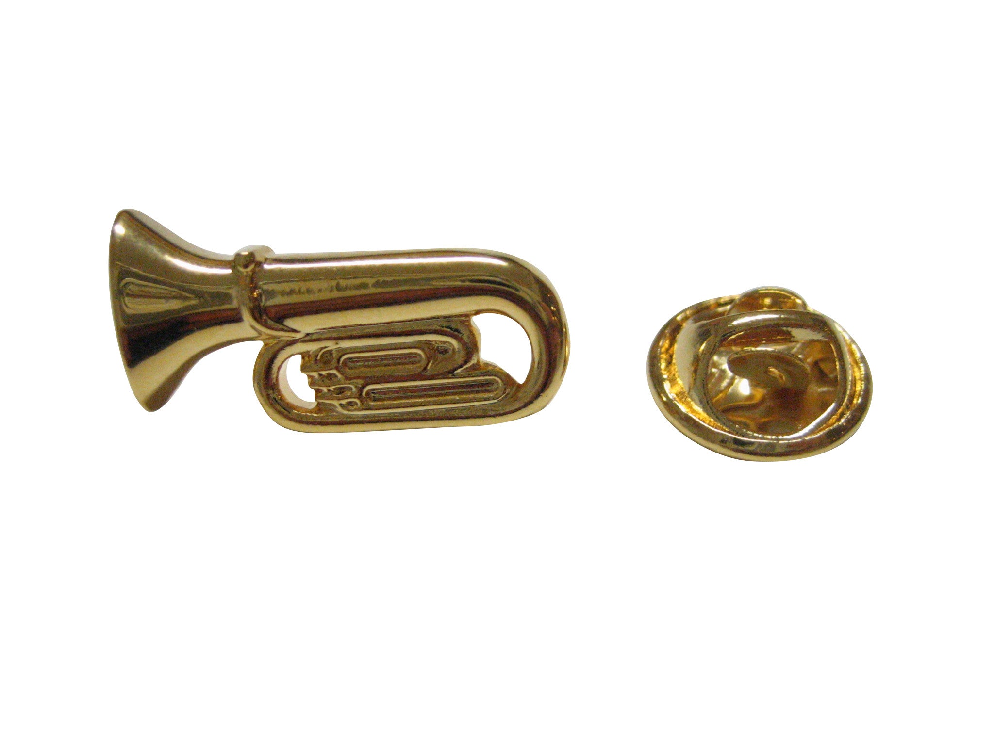 Gold Toned Tuba Music Instrument Lapel Pin