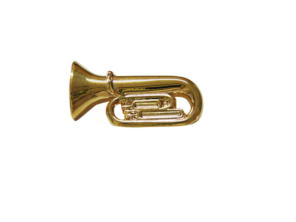 Gold Toned Tuba Music Instrument Magnet
