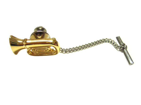 Gold Toned Tuba Music Instrument Tie Tack