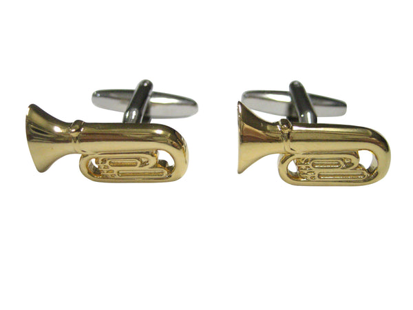 Gold Toned Tuba Musical Instrument Cufflinks