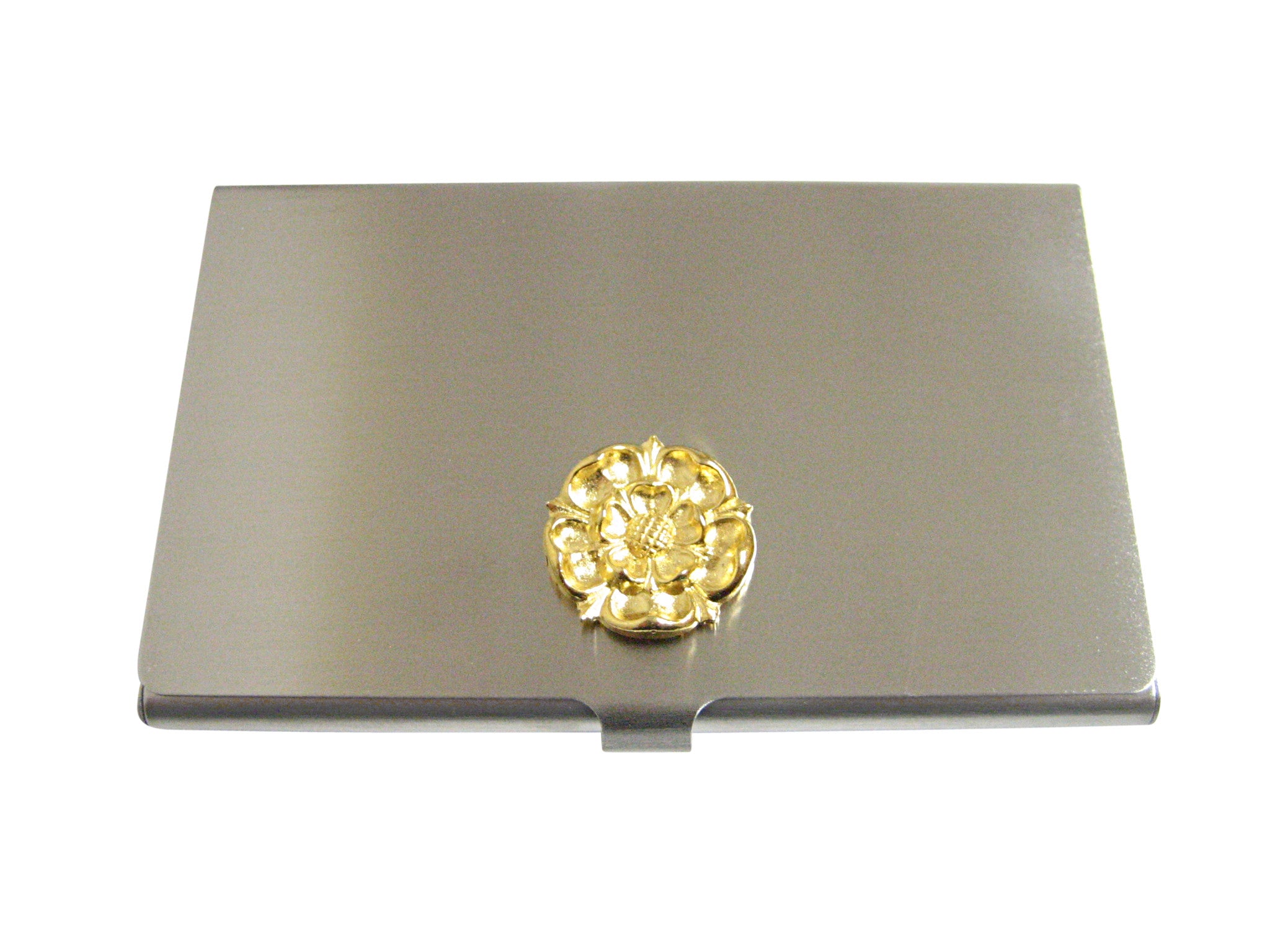Gold Toned Tudor Rose Business Card Holder
