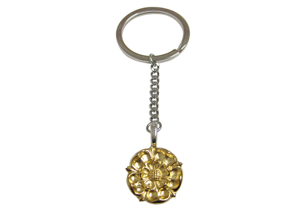 Gold Toned Tudor Rose Pendant Keychain