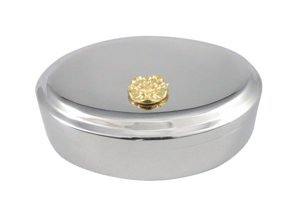 Gold Toned Tudor Rose Pendant Oval Trinket Jewelry Box