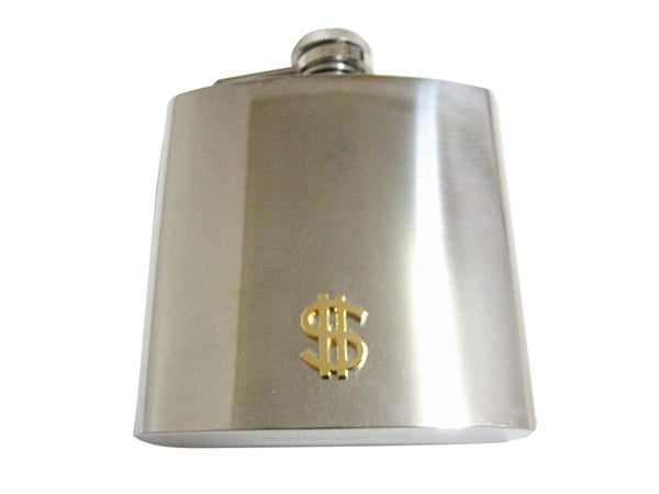 Gold Toned US Dollar Sign 6 Oz. Stainless Steel Flask