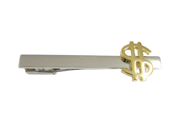 Gold Toned US Dollar Sign Square Tie Clip