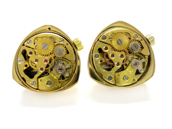 Gold Toned Watch Gear Cufflinks