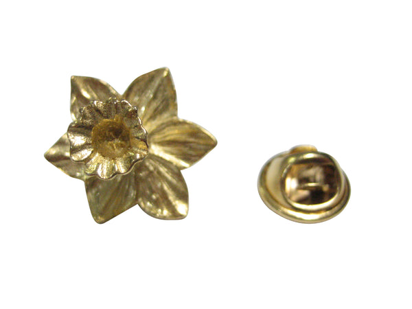 Gold Toned Welsh Daffodil Flower Lapel Pin