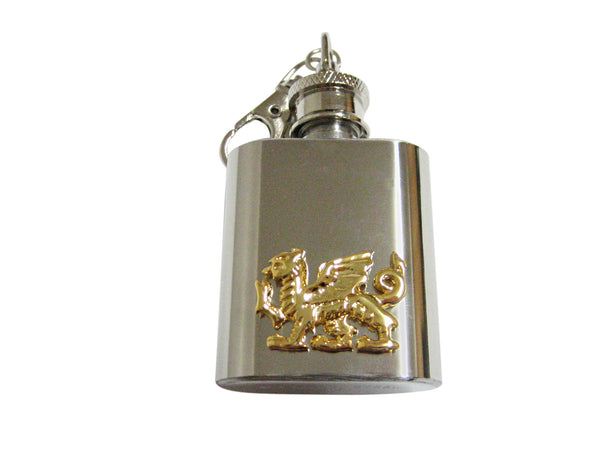 Gold Toned Welsh 1 Oz. Stainless Steel Key Chain Flask