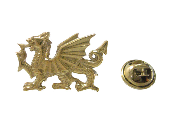 Gold Toned Welsh Dragon Lapel Pin
