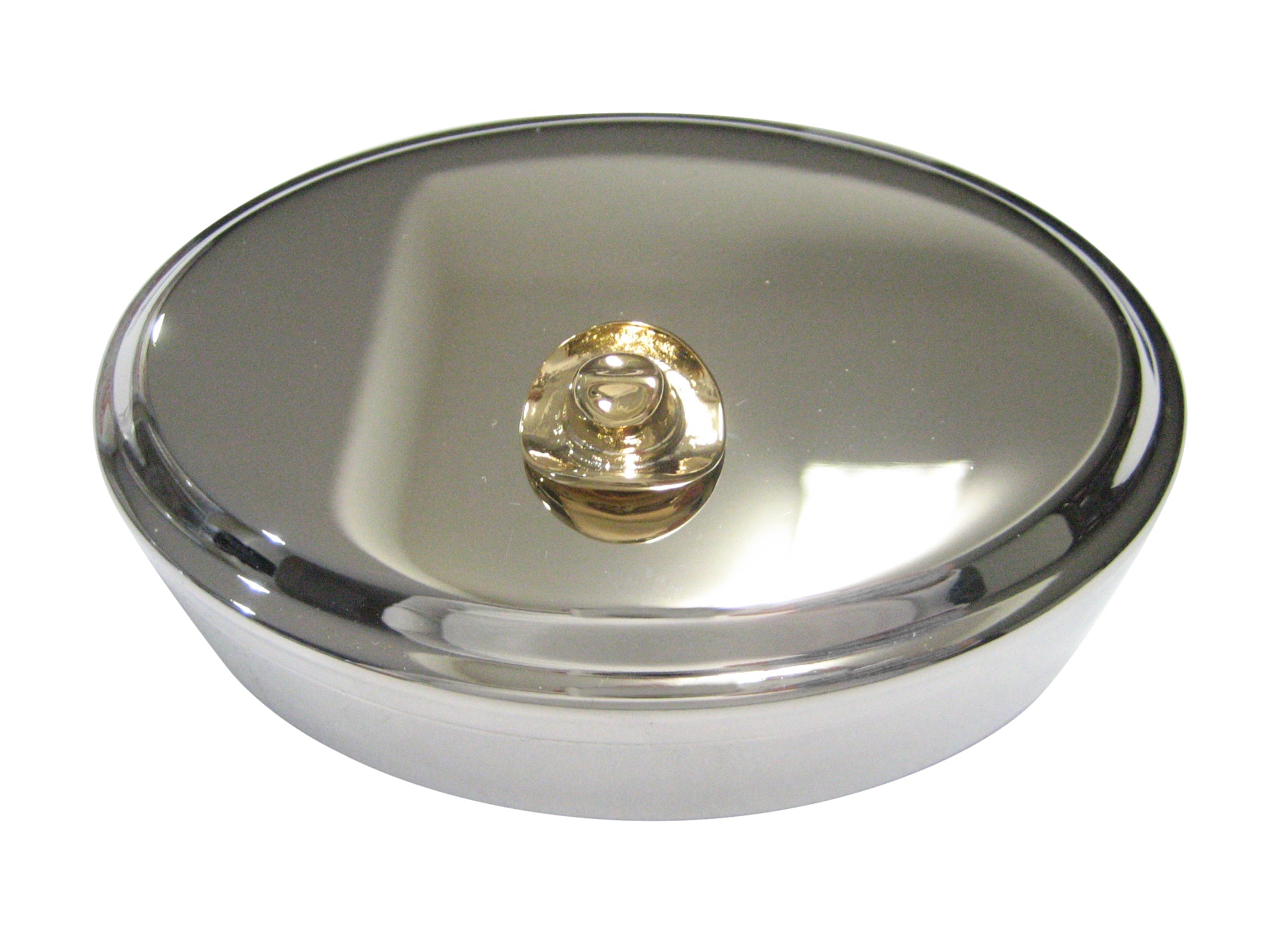 Gold Toned Western Cowboy Hat Oval Trinket Jewelry Box