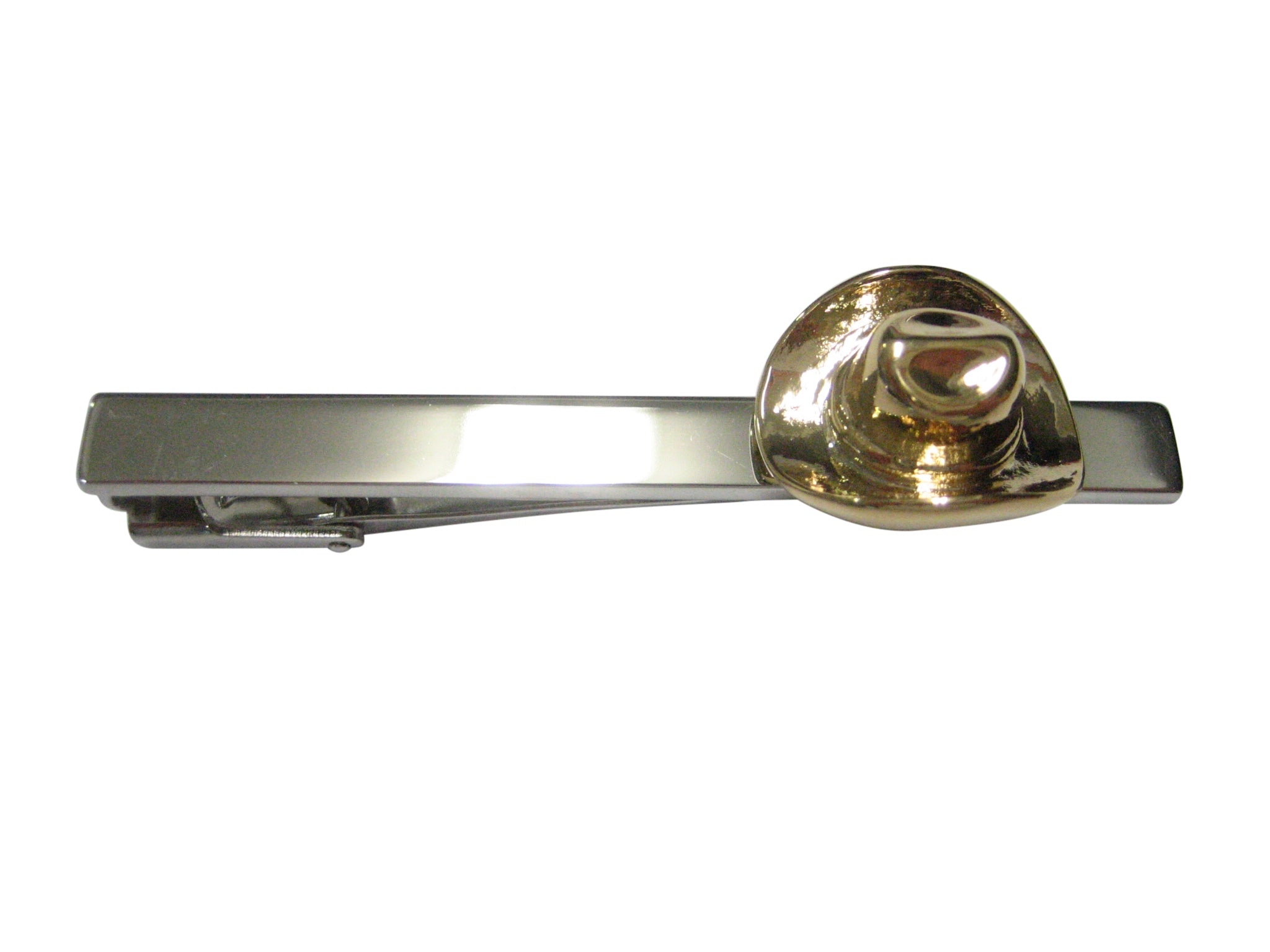 Gold Toned Western Cowboy Hat Square Tie Clip