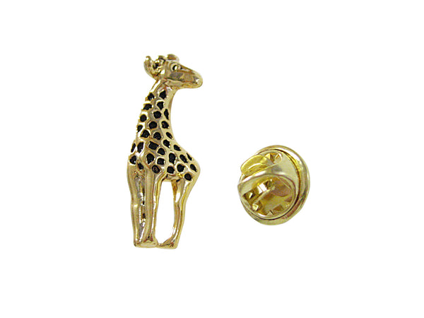 Gold and Black Toned Giraffe Lapel Pin