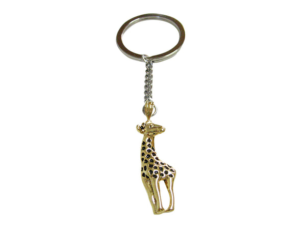 Gold and Black Toned Giraffe Pendant Keychain