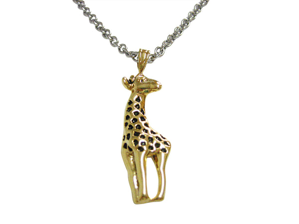 Gold and Black Toned Giraffe Pendant Necklace