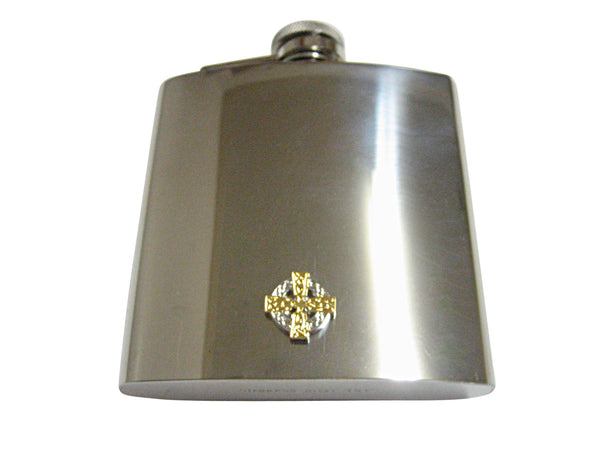 Gold and Silver Toned Celtic Cross 6 Oz. Stainless Steel Flask