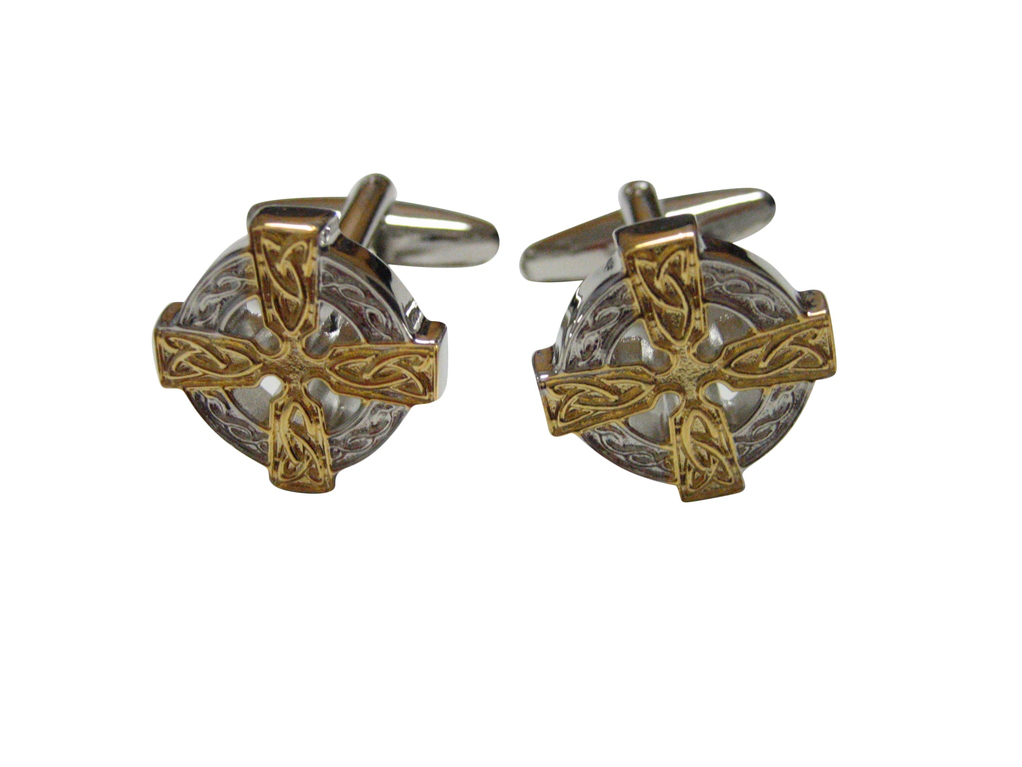Gold and Silver Toned Celtic Cross Cufflinks