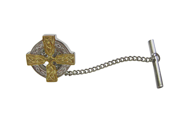 Gold and Silver Toned Celtic Cross Tie Tack