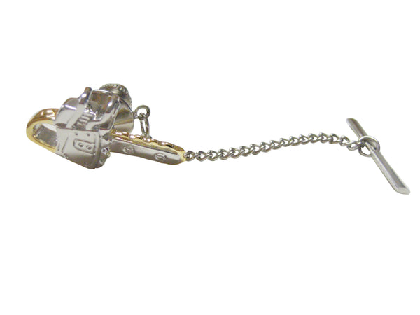 Gold and Silver Toned Chainsaw Tie Tack
