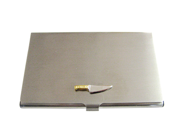 Gold and Silver Toned Culinary Chef Knife Business Card Holder