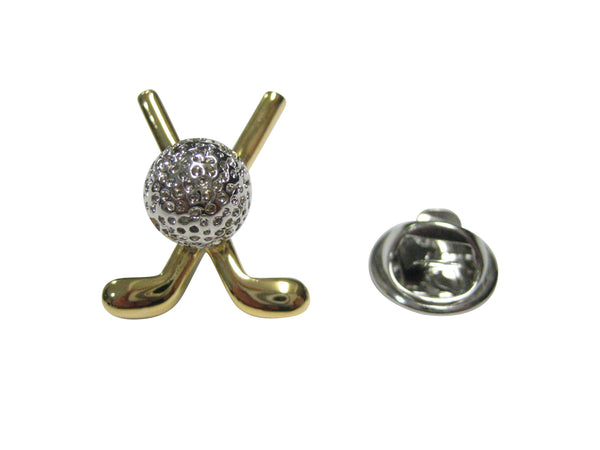 Gold and Silver Toned Golf Clubs and Ball Lapel Pin