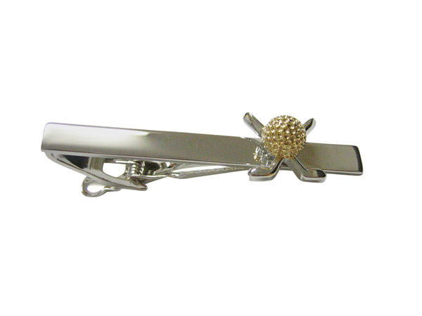 Gold and Silver Toned Golf Clubs and Ball Tie Clip