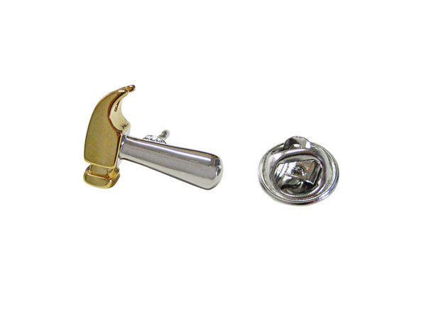 Gold and Silver Toned Construction Hammer Lapel Pin
