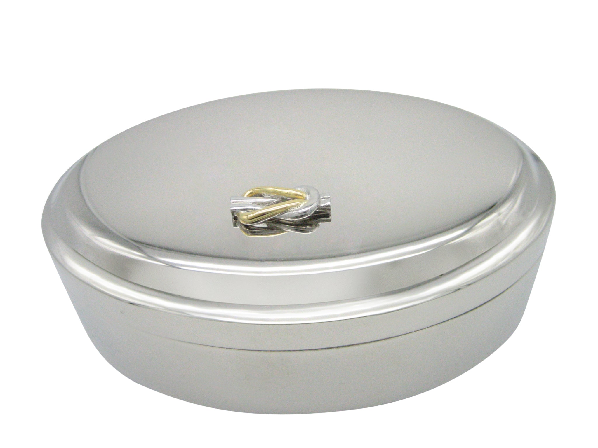 Gold and Silver Toned Knot Pendant Oval Trinket Jewelry Box